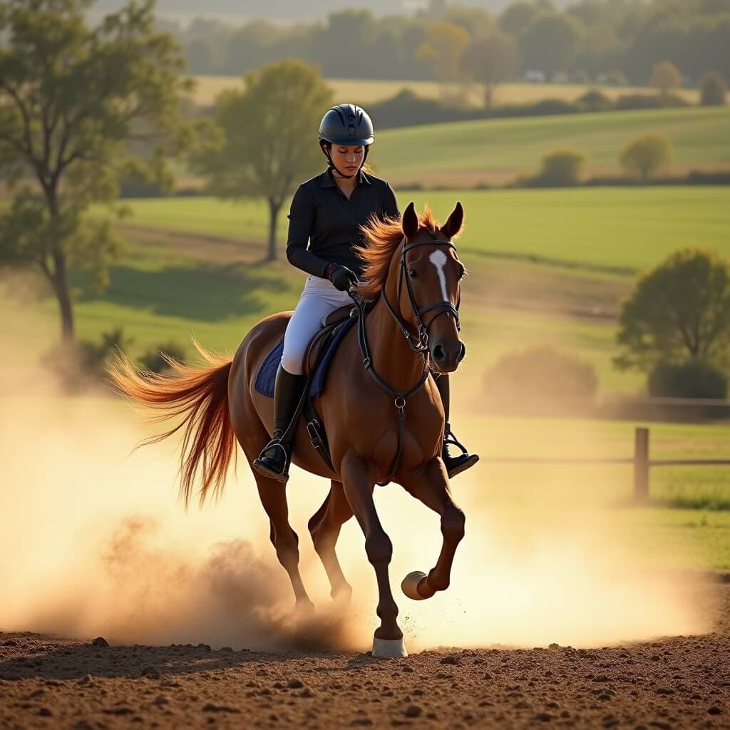 Horse training session